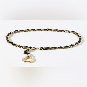 Anthropologie Black and Gold Chain Belt with Ring Accent